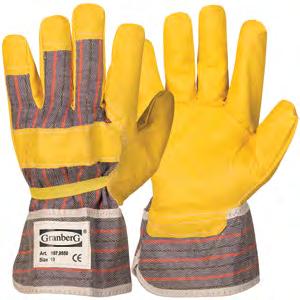 WORK GLOVES Synthetic leather with pasted cuff, palm lined For general protection against dirt and grime. Water repellent material in the palm. Does not contain phthalates. Standards: EN 420 CE Cat.
