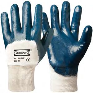 www.granberggloves.com WORK GLOVES coating, open back with knitted wrist Light. Good grip. Provides high touch sensitivity. Comfortable to use. Good breathability.