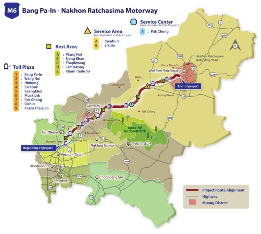 Project Description Project Description Beginning Ending Distance Traffic Lanes Pavement North Outer-Ring, Bang Pa-In, Ayutthaya Bypass, Nakhon Ratchasima 196 km.