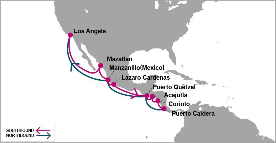 MAREX: Margarita NEO-Express Service Los Angeles TUE/WED Manzanillo (Mexico) TUE/WED Lazaro Cardenas THU/THU Puerto Quetzal SAT/SUN Acajutla SUN/MON Corinto TUE/WED Puerto Caldera THU/MON PUERTO