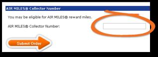 At checkout customer prompted to put in AIR MILES collector number.