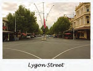 Lygon Street, Nova Cinema, Trades Hall and Carlton Gardens.