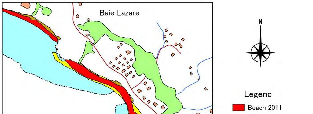 Figure 2-4-16: Beach Changes at Baie Lazare from the 1963 to 2011 Wave run-up and coral