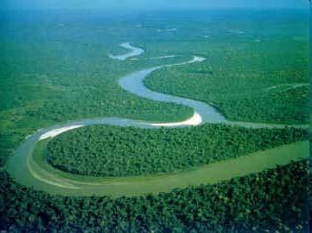 river - 4000 miles (the Nile River is 4160 mi long), very wide, varies from between