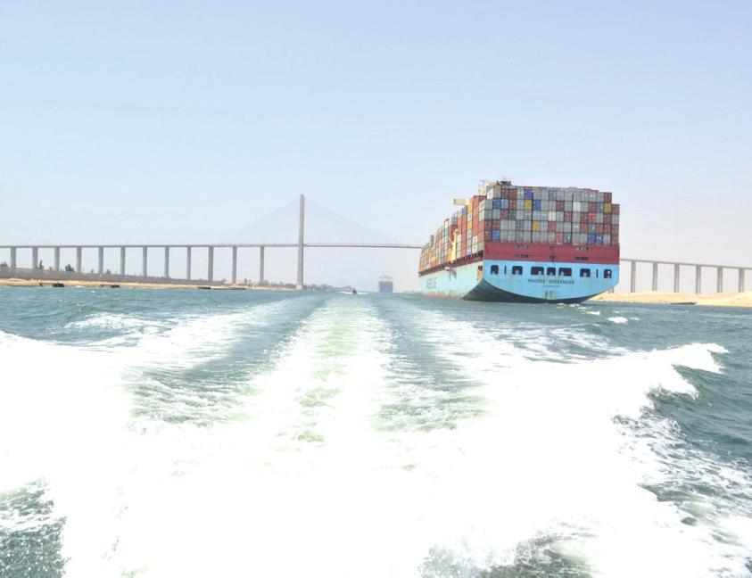 The container ship Maersk Sheerness navigating the new Suez Canal on 26 July 2015.