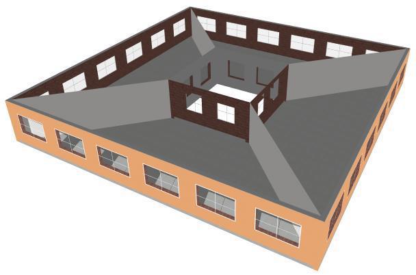 Slika 15. Unutrašnja zona po jednostavnom modelu, sa i bez dvorišta Podovi: Uzet je model samo 4 sprata, koji su bili reprezentativni uzorci ove višespratnice.