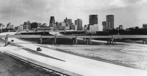 134 Houston Freeways One freeway complete, one to come: These views show the IH 45-IH 10 multiplex