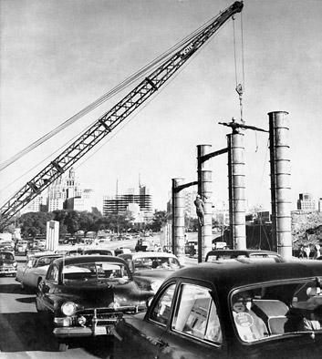 Construction begins: This 1954 photo shows the first construction on the downtown Houston freeway system the first phase of