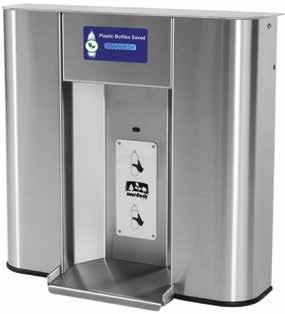 Deck Mount Sensor Operated Bottle Filler BF12-BCD No-splash laminar flow provides quick 1 gpm flow rate Automatic LED lighting brightens when