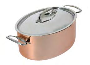 10 10 2 0,26 Oval stewpan with 2 cast stainless steel handles & lid - 2 mm thick Code Désignation Lcm Wcm Hcm Liters. Th.