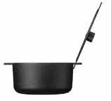 NOIR A cast iron set of pans and pots with solid black anodised aluminium handles Made by hand in Skeppshult, Sweden, finished with triple layers of natural canola oil seasoning Precision turned