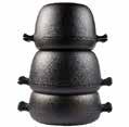 CASSEROLES GRYTSTAPEL A collection of various cast iron casseroles made by hand in