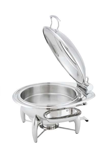 body; glass top lid, food pan and spoon holder Walco Idol TM Round 7 Qt. burner stand and 1 fuel cup 53316 Walco Idol TM Round 6 Qt. porcelain insert 15.75 x13.