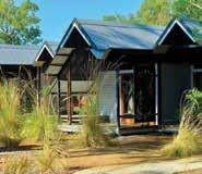 Anbinik offers a range of accommodation styles its famous bush bungalows, a safari style structure with an external private bathroom, powered en suite sites, air-conditioned double rooms with shared
