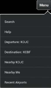 Quick Access: 2) Tap Airport Info Page Menu