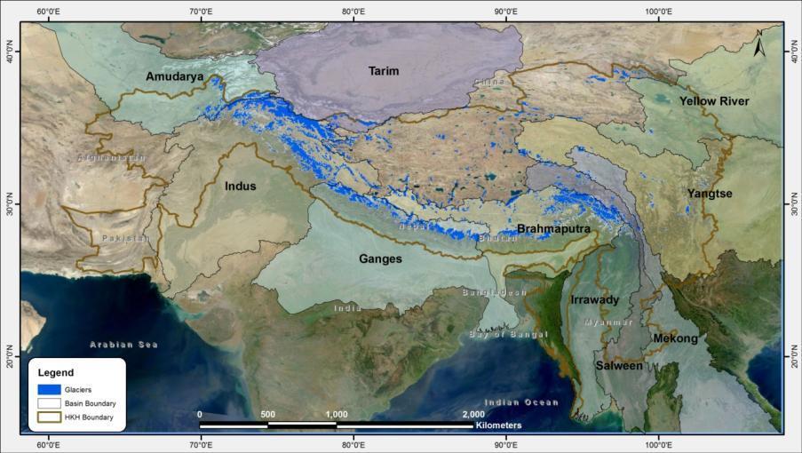 43% Basins Number Area (km2) Amu Darya 3,277 2,566 Indus 18,495 21,193 Ganga 7,963 9,012