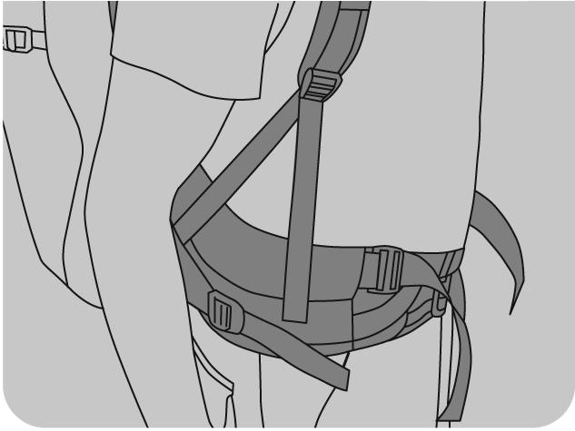 Push the hipbelt onto the velcro area so the stud is through the eyelets.