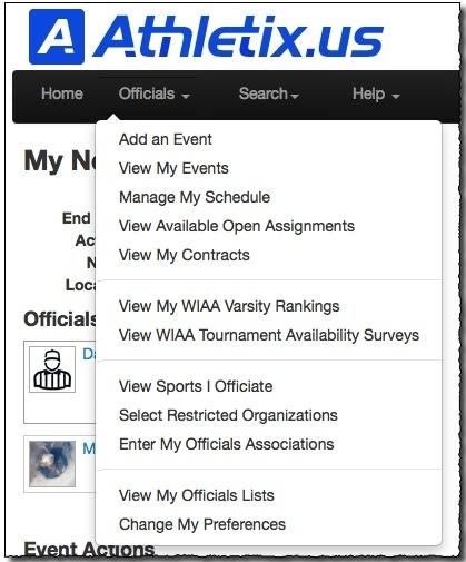 Part 2 - Officials Menu This menu contains all the tools available to Officials, and it is a great way to navigate through the site as an Official.