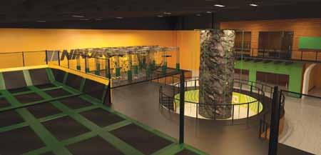 ESCAPE ROOMS Entertainment Center Report An Exciting Evolution (From page 50) A rendering of a jumping space and a rock climbing wall at Rockin Jump.