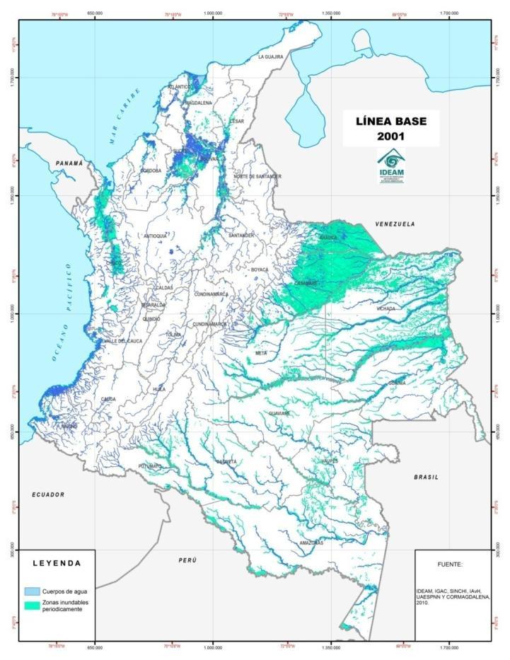 FLOOD ZONE DETERMINATION BASELINE NATIONAL, YEAR 2001 National area (100%) 114.074.972 ha. Water bodies (1.6%) 1.806.087 ha.