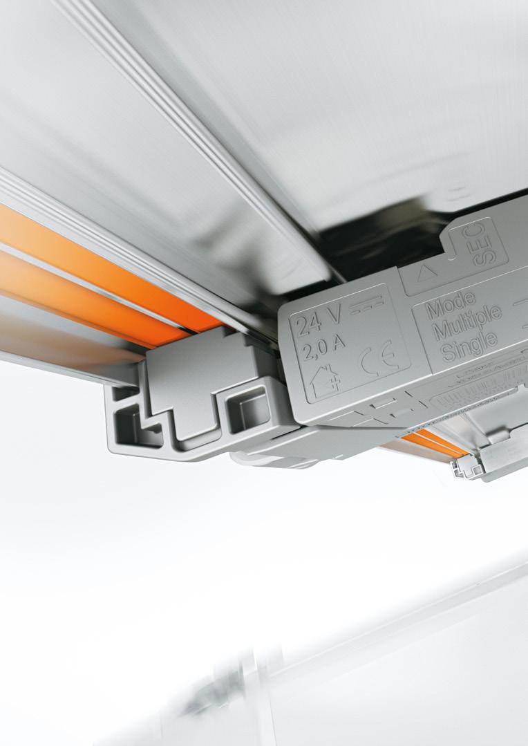 Electric motion support system Thanks to SERVO-DRIVE, a light touch is all that's needed for effortless opening of handle-less lift systems, doors and pull-outs.