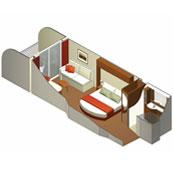 Aqua Class Stateroom size: 194 sq. ft.veranda size: 54 sq. ftstateroom Includes: Click on floor plan to view larger.