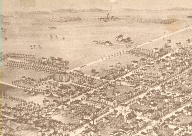 1883 Bird s Eye View of Evansville Closer view of the house on the 1883 Bird s