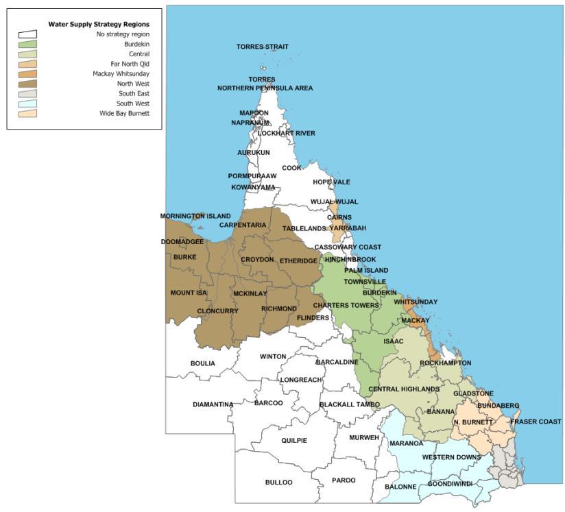 Regional water supply strategy region Definition: Regional water supply strategies are the Queensland Government s approach to ensuring short and