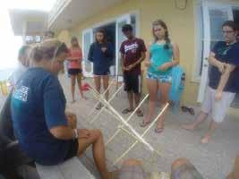 Earthwatch volunteers also helped to build three PVC coral nursery trees (Fig. 9) which were later installed underwater. Each tree has the capacity to hold 100 small coral fragments.