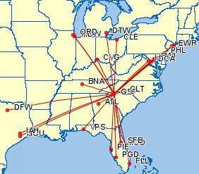 52 Average Daily Non-Stop Flights to 23 airport destinations Atlanta Baltimore (BWI) Charlotte Chicago (Midway) Chicago (O Hare) Cincinnati