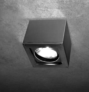 cubo medium mario nanni 2000 IP55 light fixture for interior and exterior applications made of polished or satin stainless steel 316L with transparent or frosted glass.