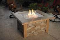 53 Providence Fire Pit Table with marbelized noche blend supercast top, powder coated metal base, & CF-1224 Providence Fire Pit Table