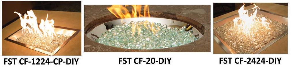 FST CF-12120-DIY 12 x 120 Rectangular Crystal Fire Burner. Includes gas valve, metal flex hose, electronic piezo, NG & LP orfices 3916.