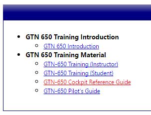 Material then GTN 650 Training Course