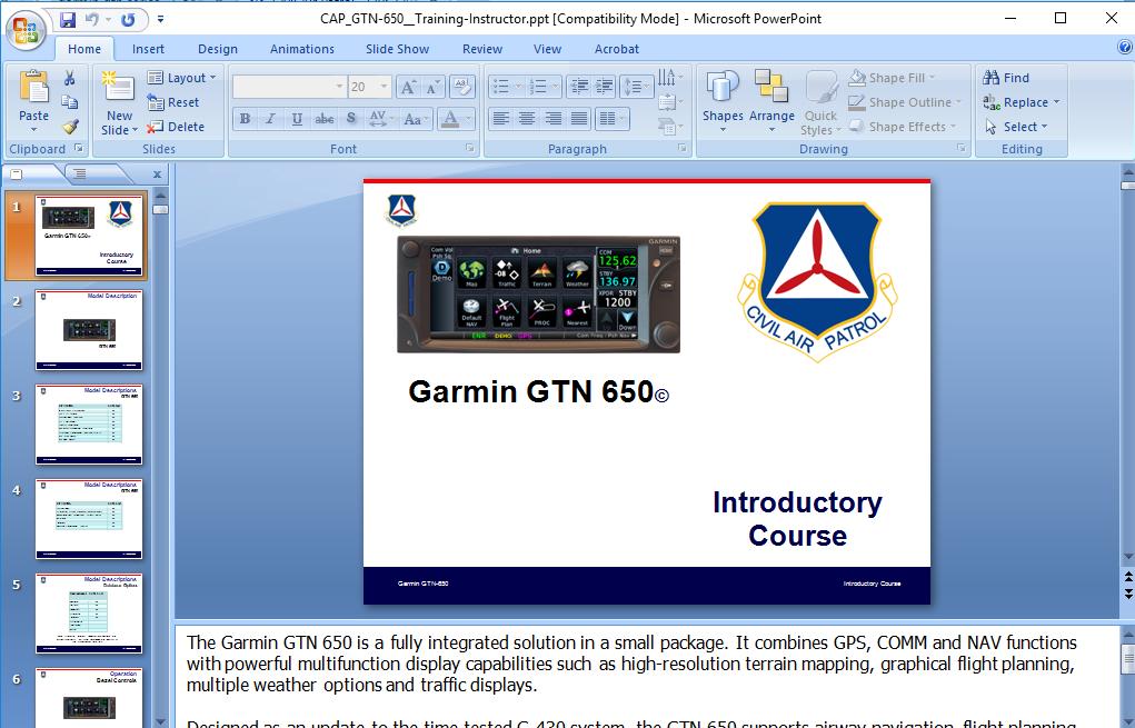 GTN CAP Training Material If you can Download the instructor Versions, they come with great Speaker Notes For