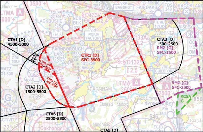 Summary of key changes (see also Appendix C Aviation Charts) Control Zone (CTR) and Control Areas (CTA) in the immediate vicinity of Farnborough, Fairoaks and Blackbushe 5.10.