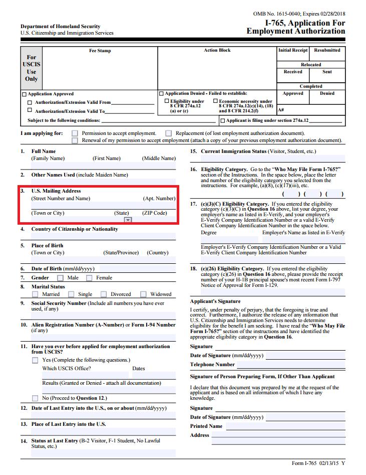 Items 1 2: List your name as it appears on your Form I-20 and passport Item 3: Use an address that will be valid at least 3-5 months from the date you apply for OPT.