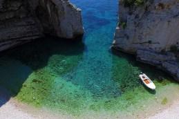 Stiniva cove: Located on the south side of the island, this cove is characterised by a very narrow entrance, which eventually widens to reveal a stunning 30-metre wide