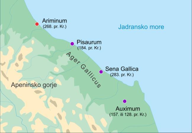 Prva specifično rimska kolonija, luka Ostija blizu ušća Tibera, osnovana je tek 351. pr. Kr., ako ne i poslije nakon 338., kad je Rim napokon usvojio vlastitu kolonijalnu politiku.