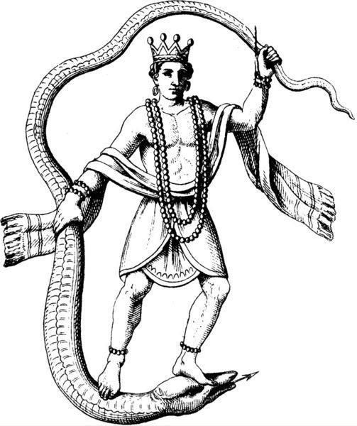 Indra i zmaj U R gvedi, Indra je "ubio zmaja, probio Vode, rascijepio trbuhe planine". Tako je razbio snagu dasa i dasyua, poistovjećenih sa zmajem, te pustivši vodu da teče (rijeke i kišu) ".