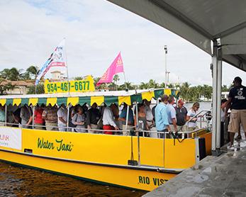 0,000 people utilize the water taxi transportation system Brand the water taxi and boarding areas with banners and flags