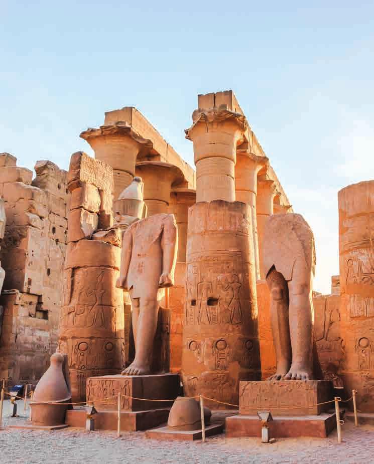 EGYPT: THE MAJESTIC NILE YOUR TOUR DOSSIER Ancient shrines adorned with hieroglyphics and vast temple complexes built for the gods lie beside the iconic archaeological wonders of the Giza Pyramids in