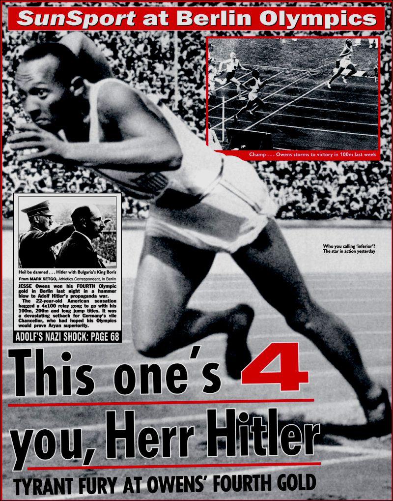 Слика 9: Насловна страница од херојот на Олимписките игри во 1936, Берлин, Република Германија, атлетичарот Џеси Овенс На петтото по ред Светско првенство во фудбал, кое се одржало во Швајцарија во