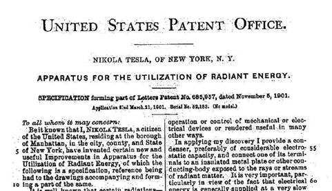 Teslin patent iz 1901.