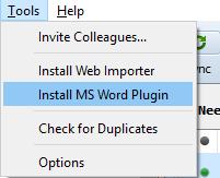 Instalacija Mendeley dodatka za Word Za instalaciju dodataka za program Word potrebno je u lokalnoj inačici programa Mendeley odabrati naredbu Tools Install MS Word Plugin.