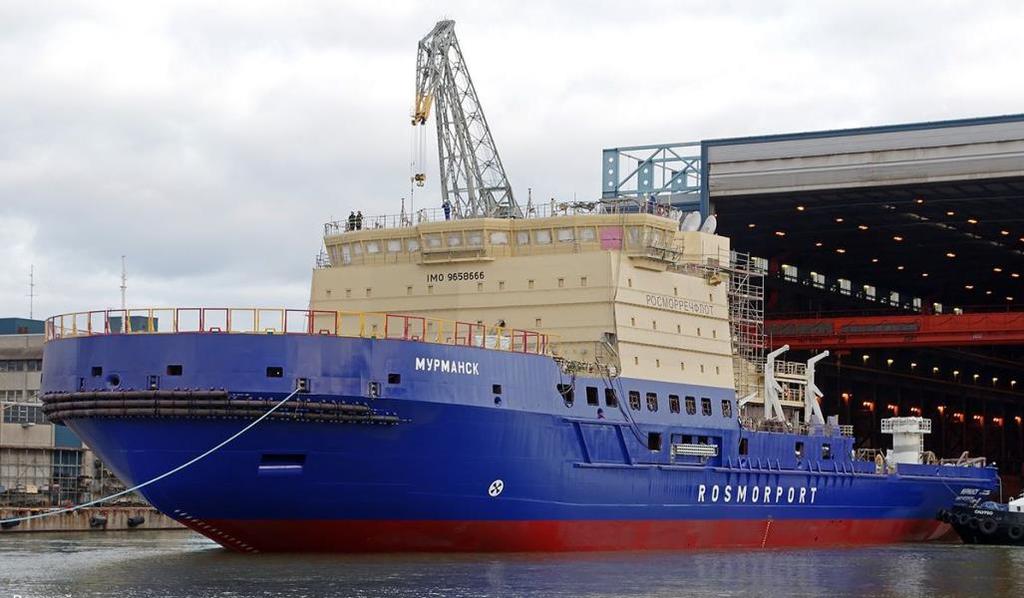 8 m long and 27.5 m wide with max. icebreaking capacity is 1.5 m. Total power of four diesel generators is 27 MW.