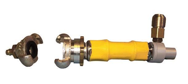 Connect the construction-site compressor adaptor (1) to the coupling of the vacuum adaptor (2) and turn it interlocking.