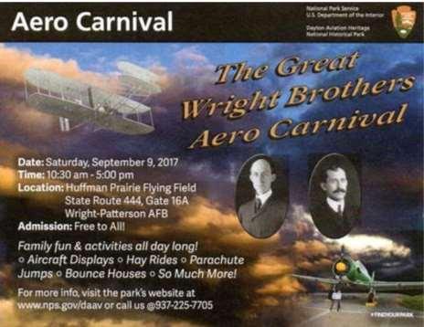 com The Great Wright Brothers Aero Carnival 2017 The US Park Service (USPS) is looking for aviation community support for their Great Wright Brothers Aero Carnival, set for Saturday, September 9 th