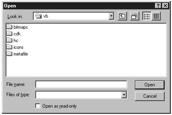 7. OBJEKTI VISUAL BASIC-A 180 7.19.1. Dijaloški okviri Open i Save As Dijaloški okvir Open prikazan je na slici 7.26.