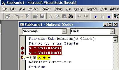 Programski jezik Visual Basic Zbirka zadataka 73 nastaju zbog pogrešnog rasporeda objekata u programu, tako da program ne može da se završi do kraja ili se na kraju dobije rezultat, koji nije dobar.